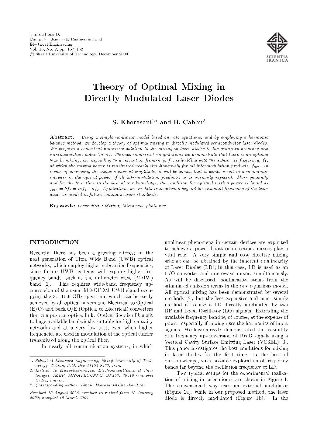 Theory of Optimal Mixing in Directly Modulated Laser Diodes