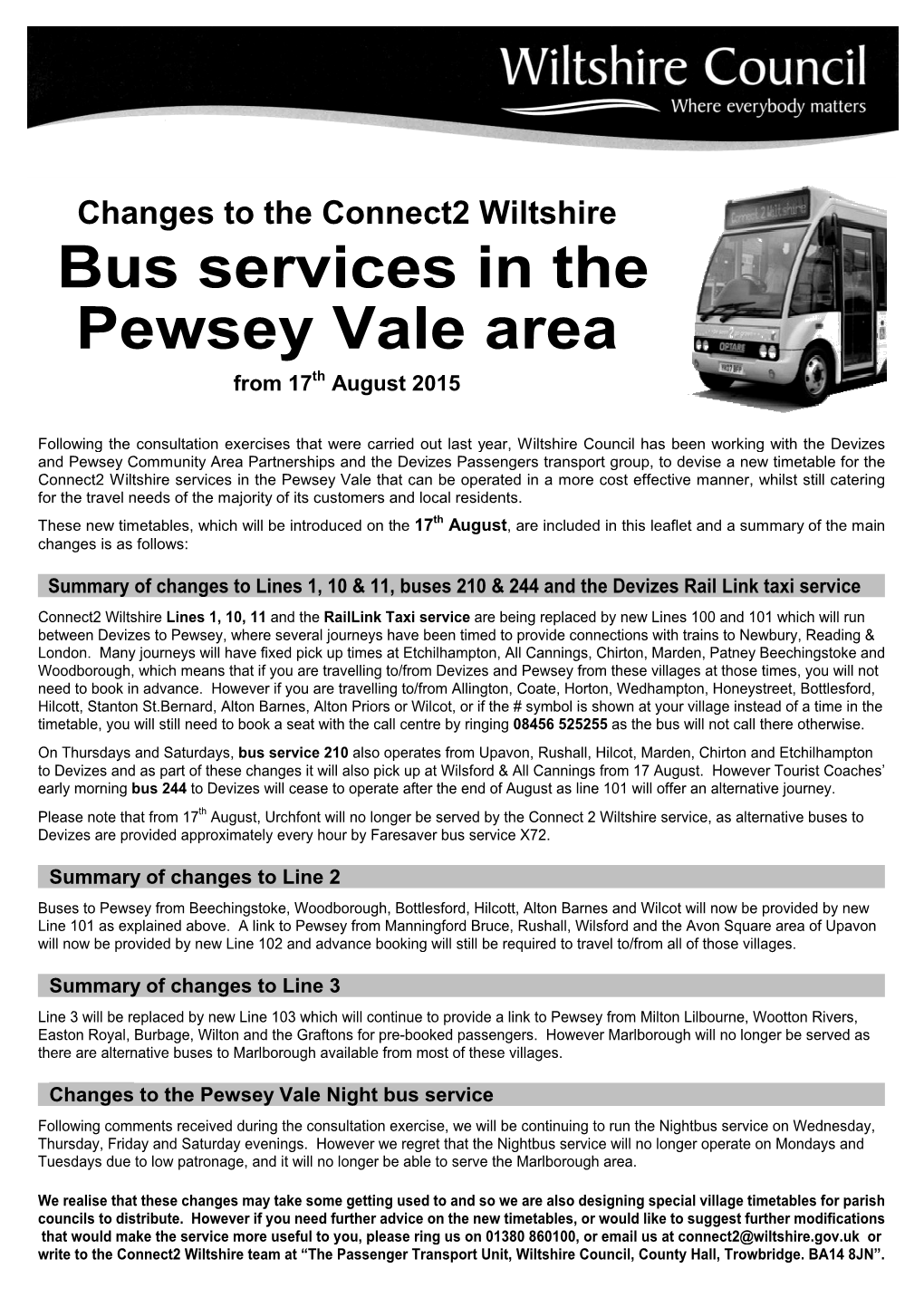Bus Services in the Pewsey Vale Area