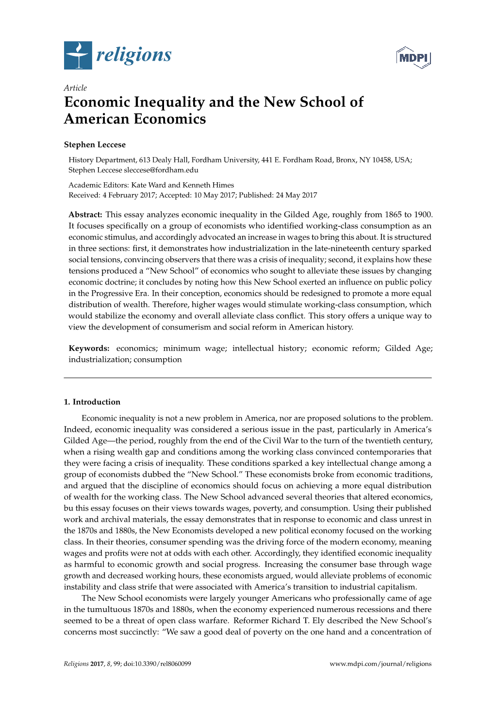 Economic Inequality and the New School of American Economics