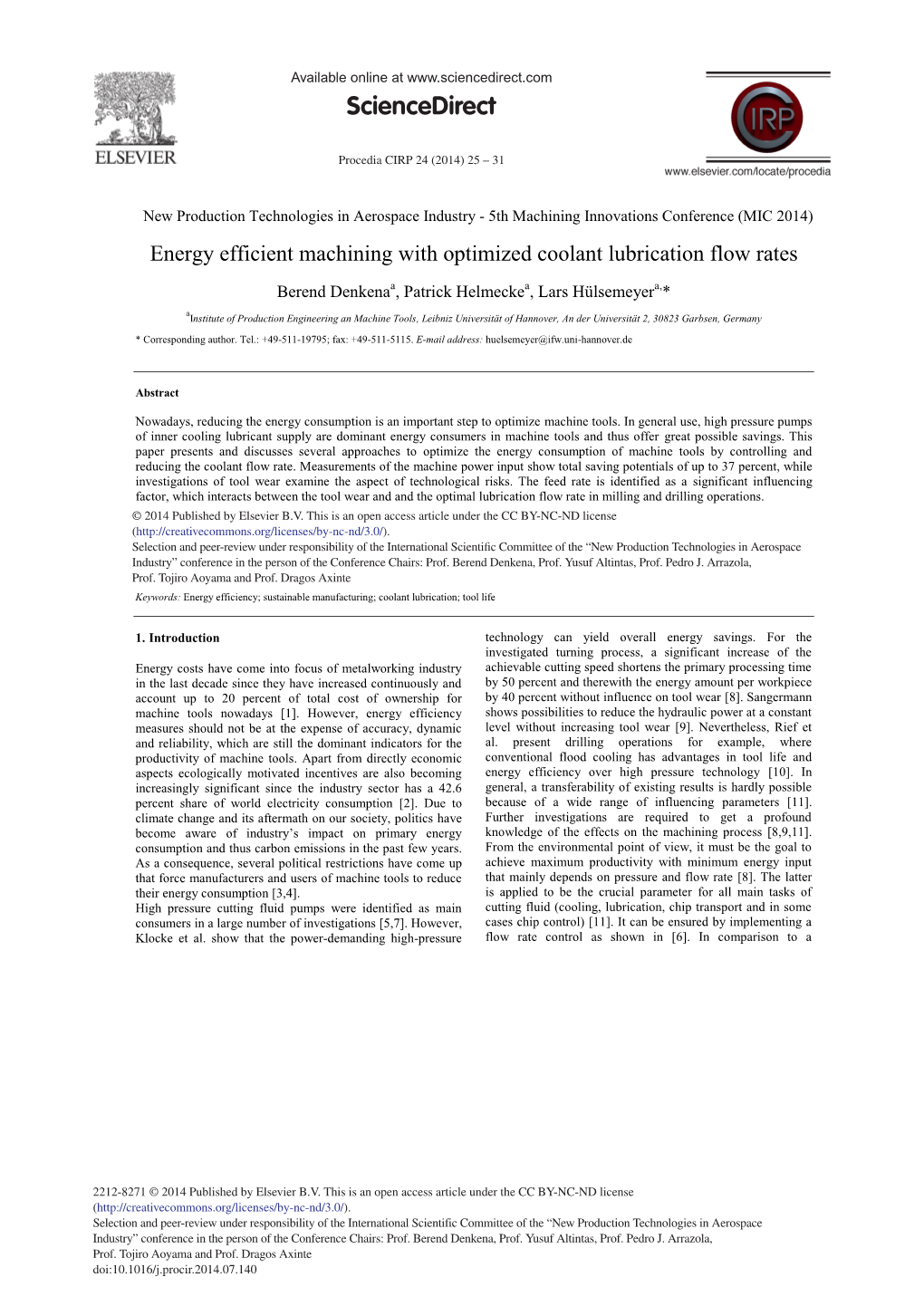 Energy Efficient Machining with Optimized Coolant Lubrication Flow Rates