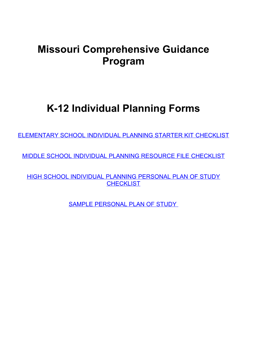 Missouri Comprehensive Guidance Program