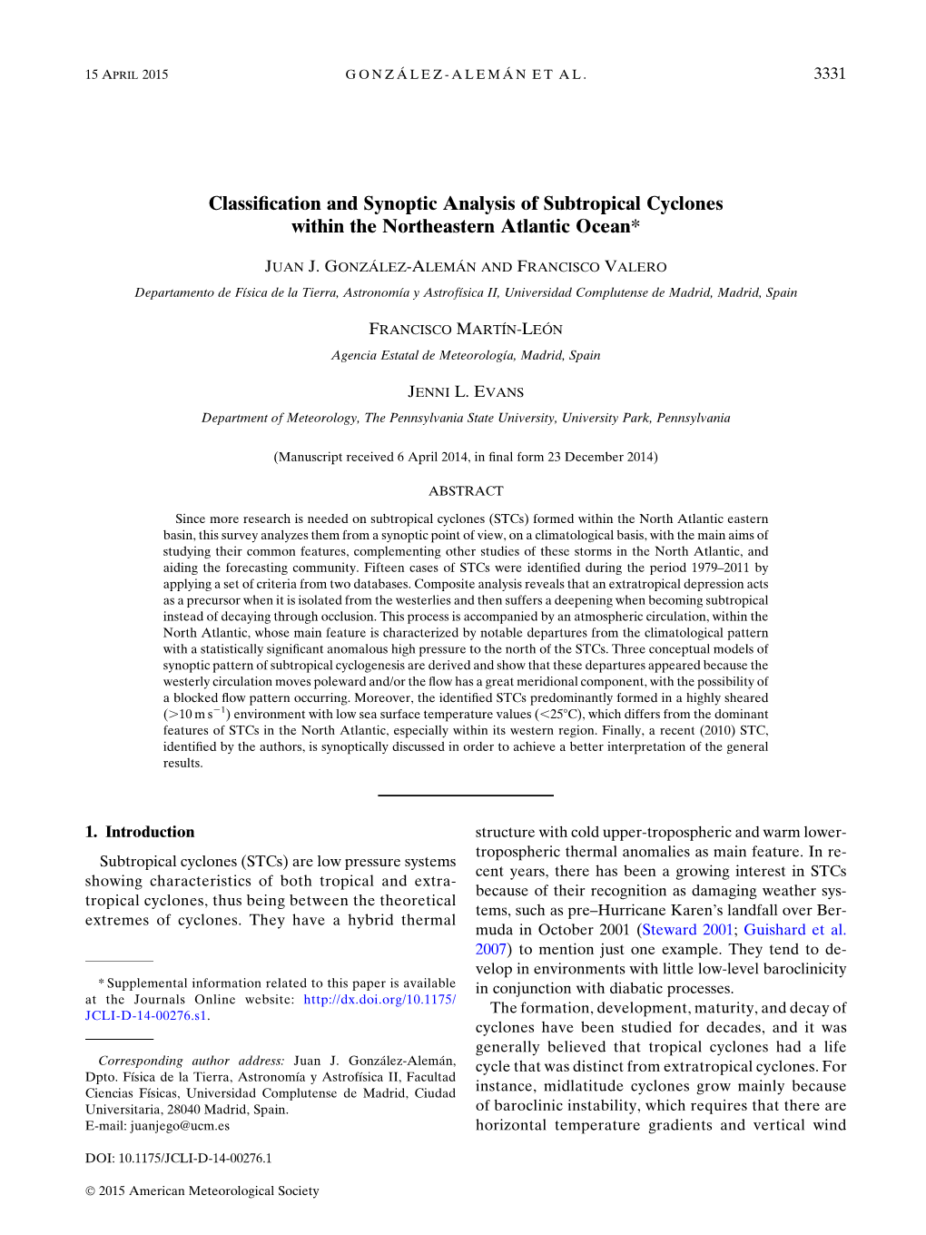 Classification and Synoptic Analysis Of