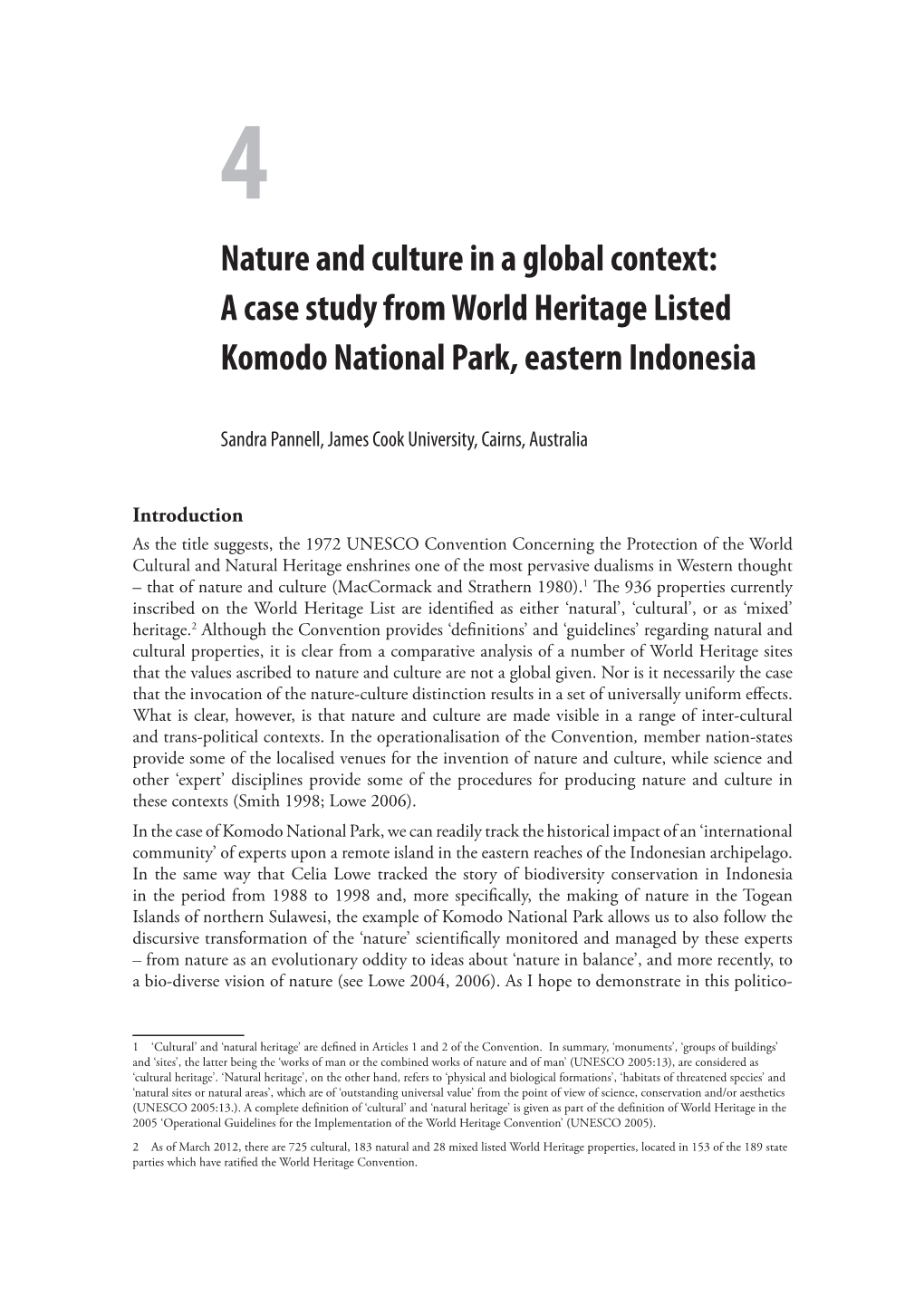 Nature and Culture in a Global Context: a Case Study from World Heritage Listed Komodo National Park, Eastern Indonesia