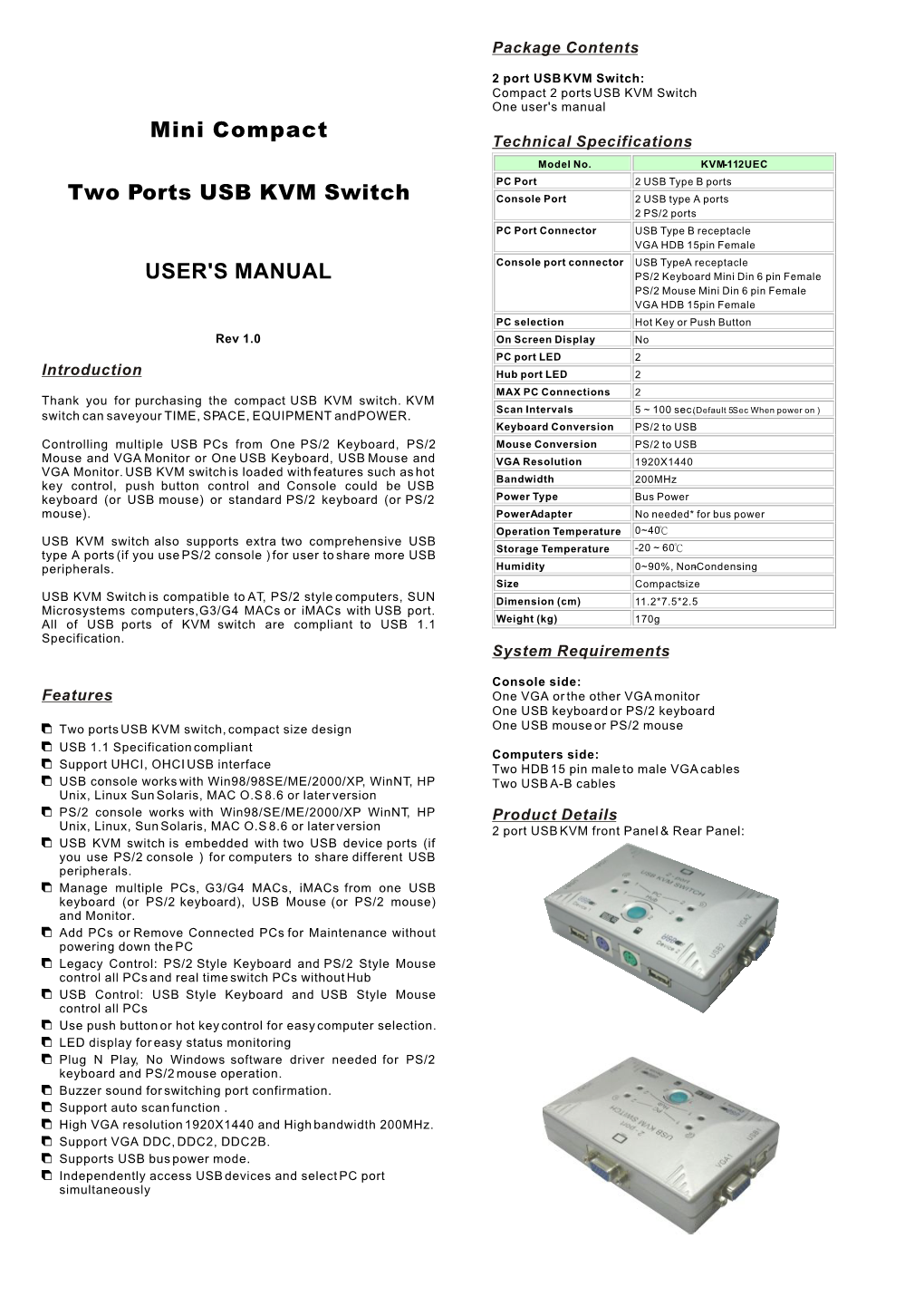 KVM-112UEC Manual-No Brand-A4.Cdr