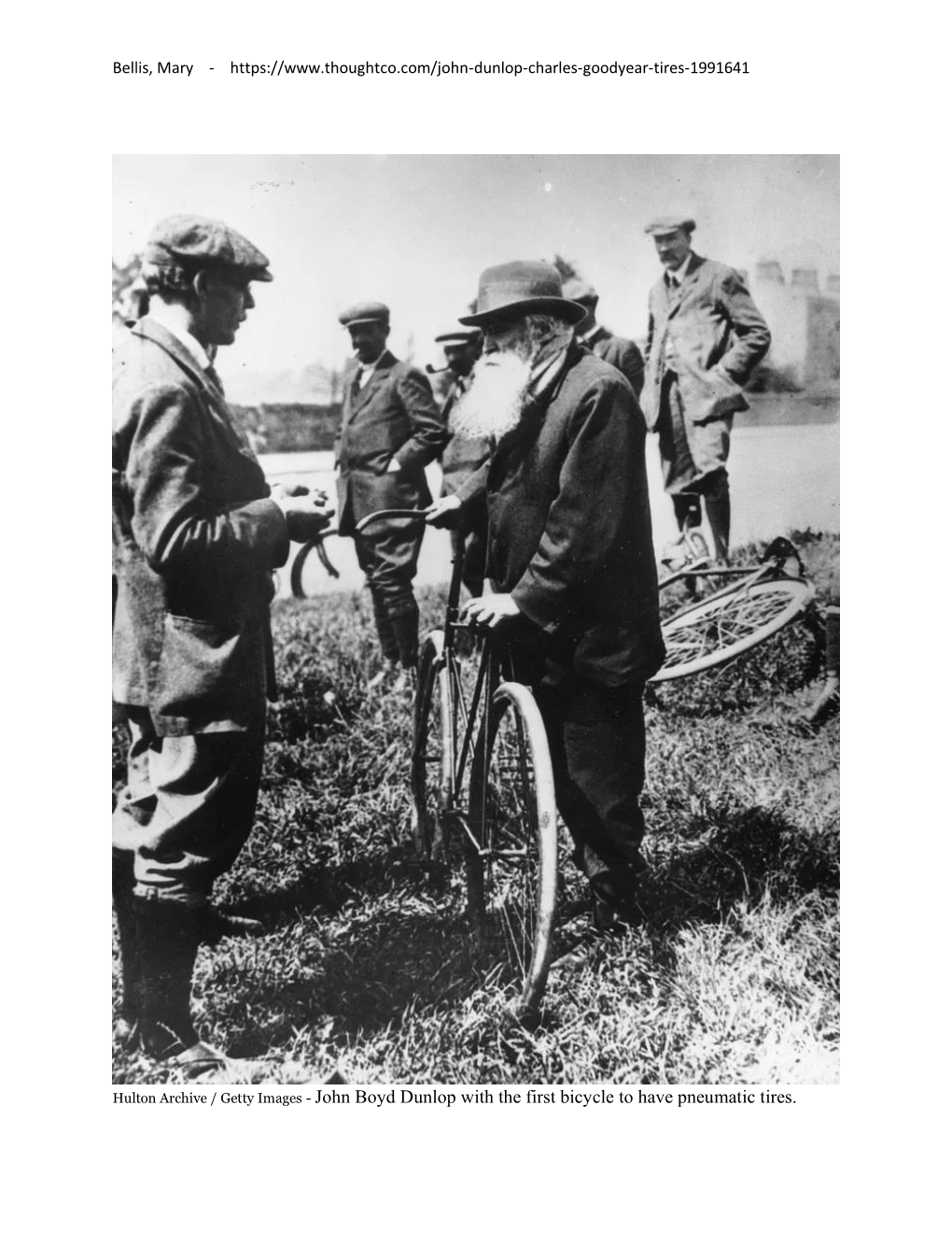 John Boyd Dunlop with the First Bicycle to Have Pneumatic Tires. Bellis, Mary