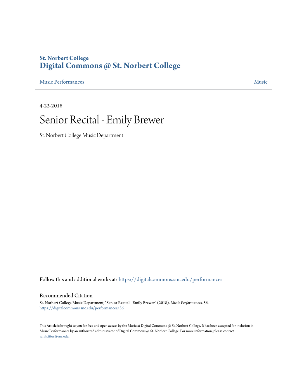 Senior Recital - Emily Brewer St