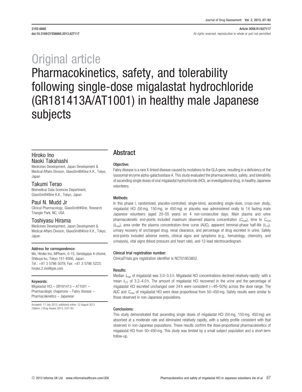 (GR181413A/AT1001) in Healthy Male Japanese Subjects