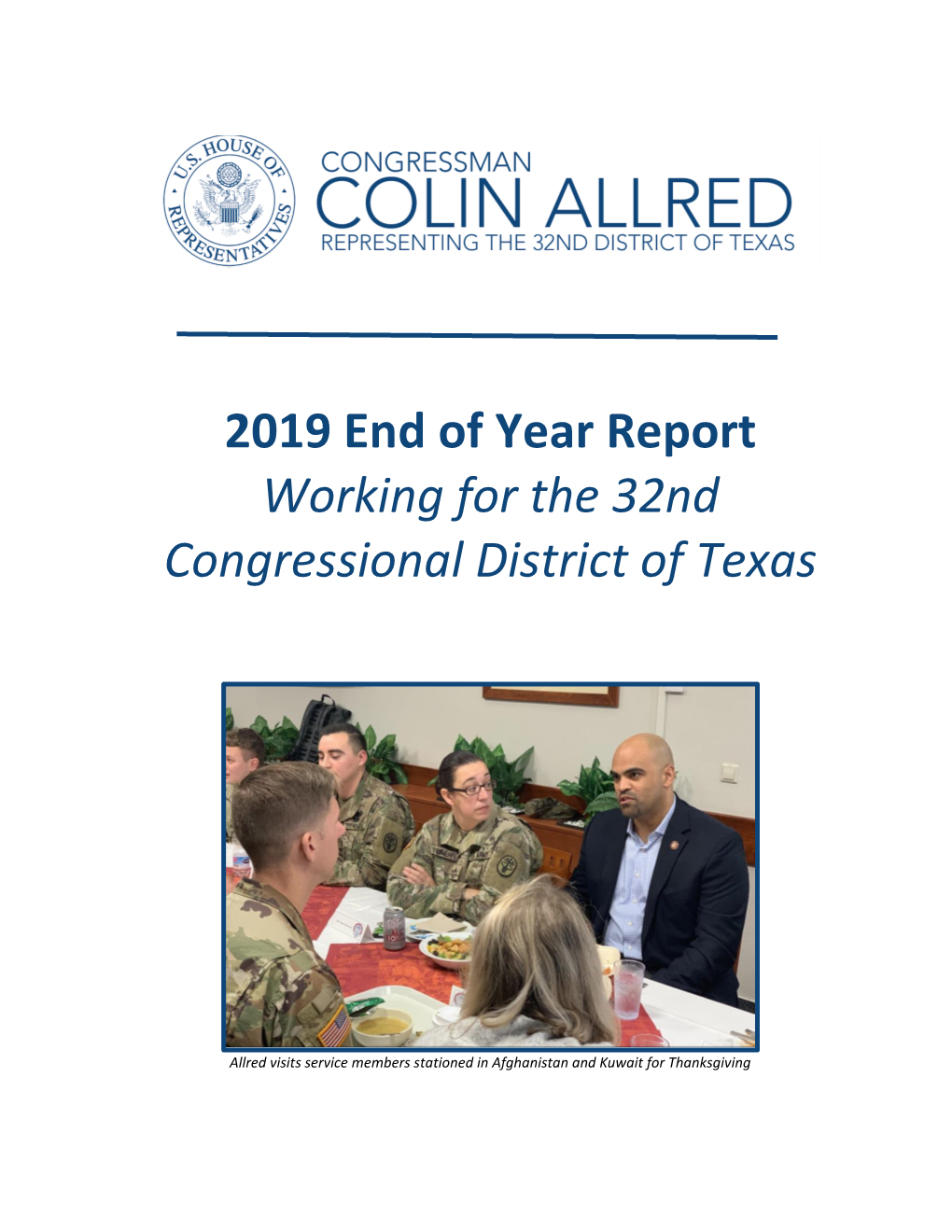 2019 End of Year Report Working for the 32Nd Congressional District of Texas