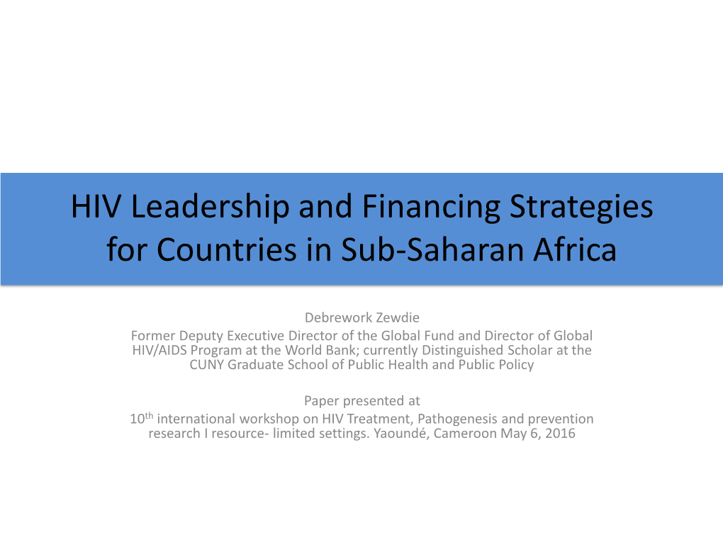 Financing for Sdgs