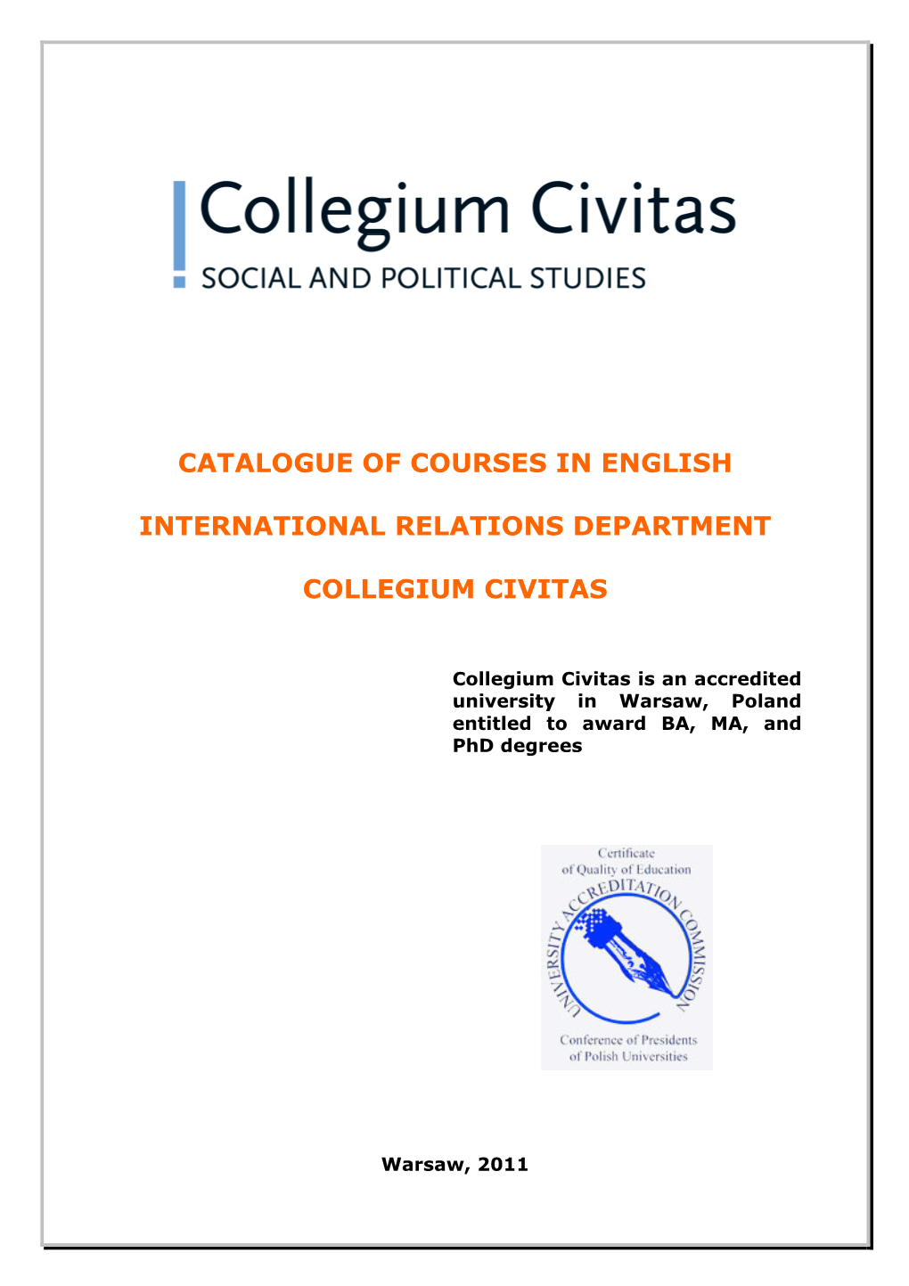 Catalogue of Courses in English