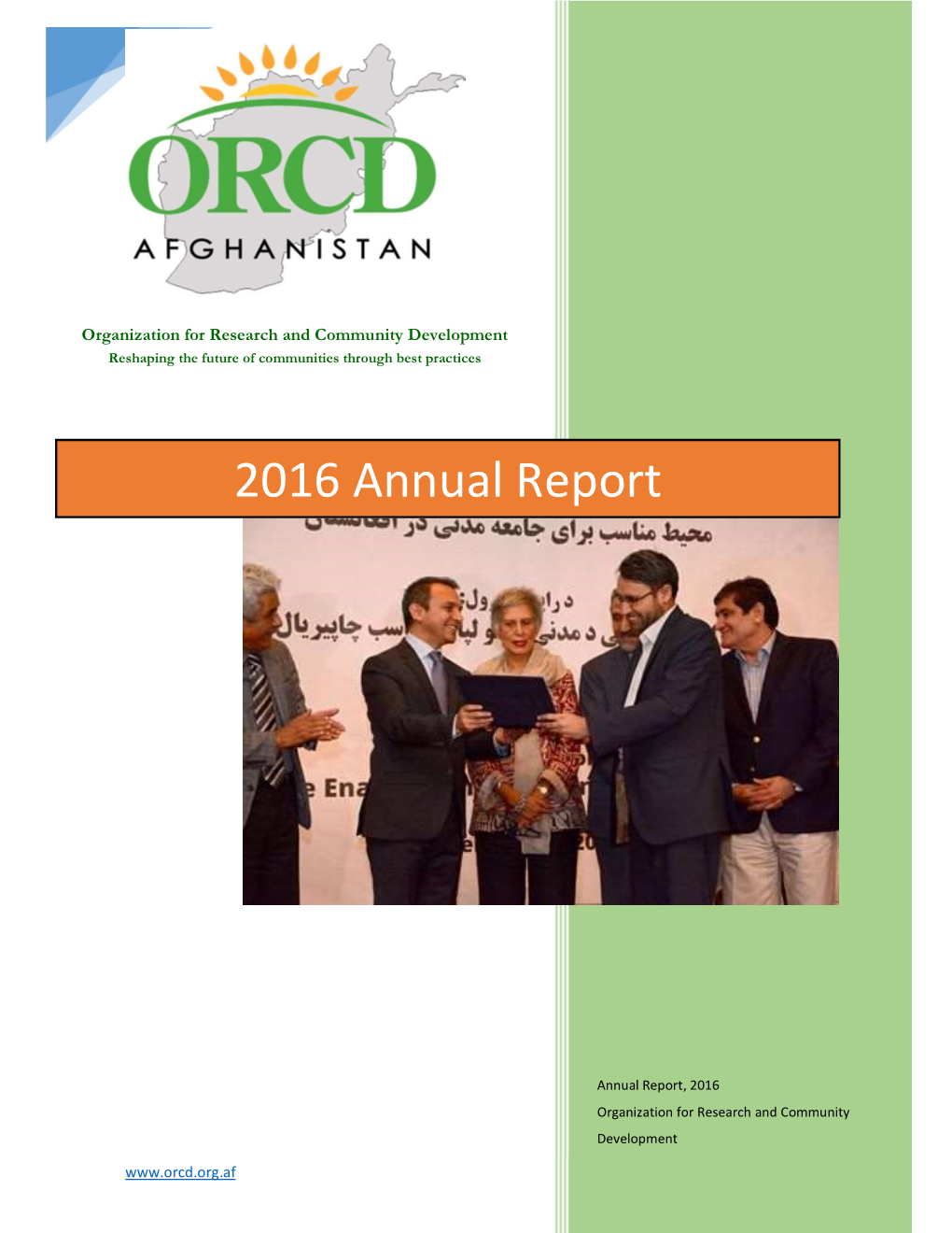 Annual Report, 2016 Organization for Research and Community Development