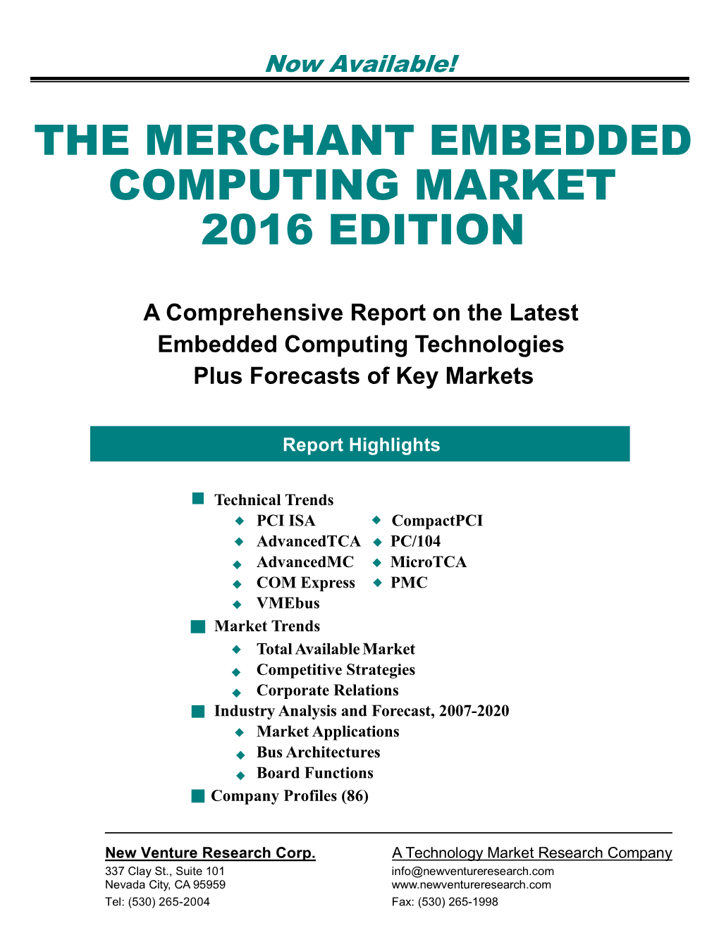 The Merchant Embedded Computing Market 2016 Edition