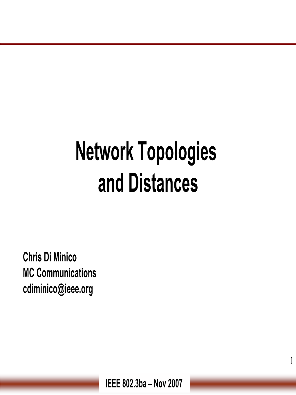 Network Topologies and Distances