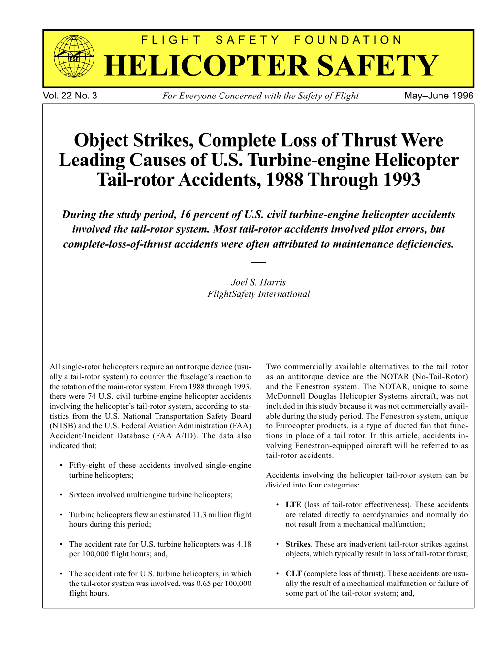 Helicopter Safety May-June 1996