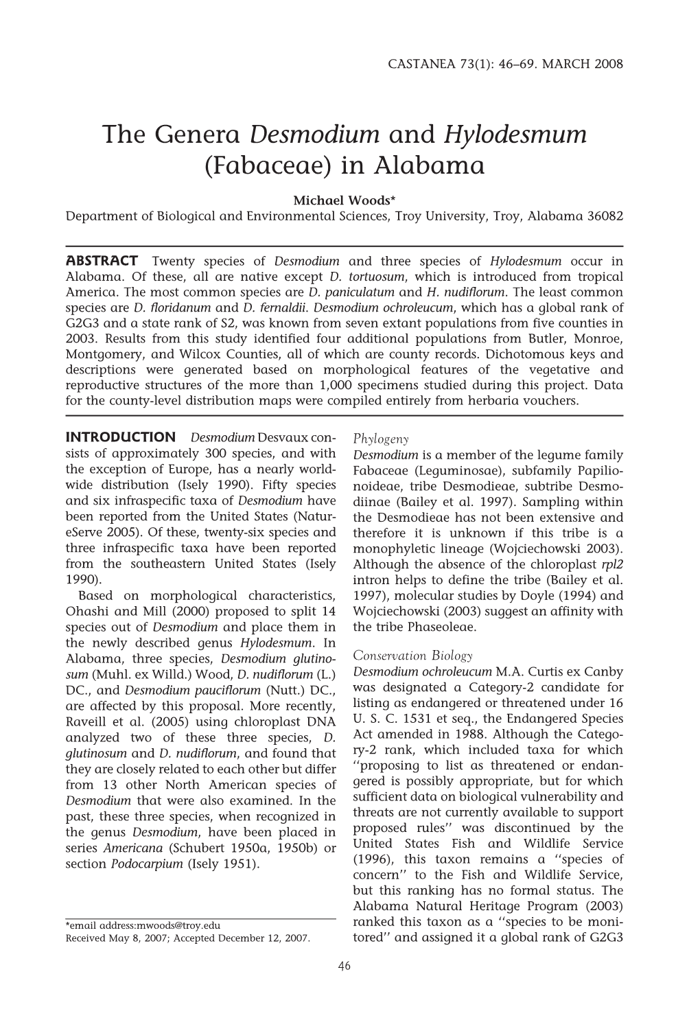 The Genera Desmodium and Hylodesmum (Fabaceae) in Alabama