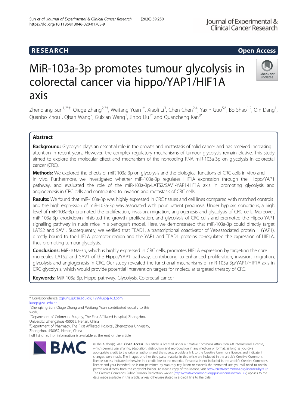 Mir-103A-3P Promotes Tumour Glycolysis in Colorectal Cancer Via