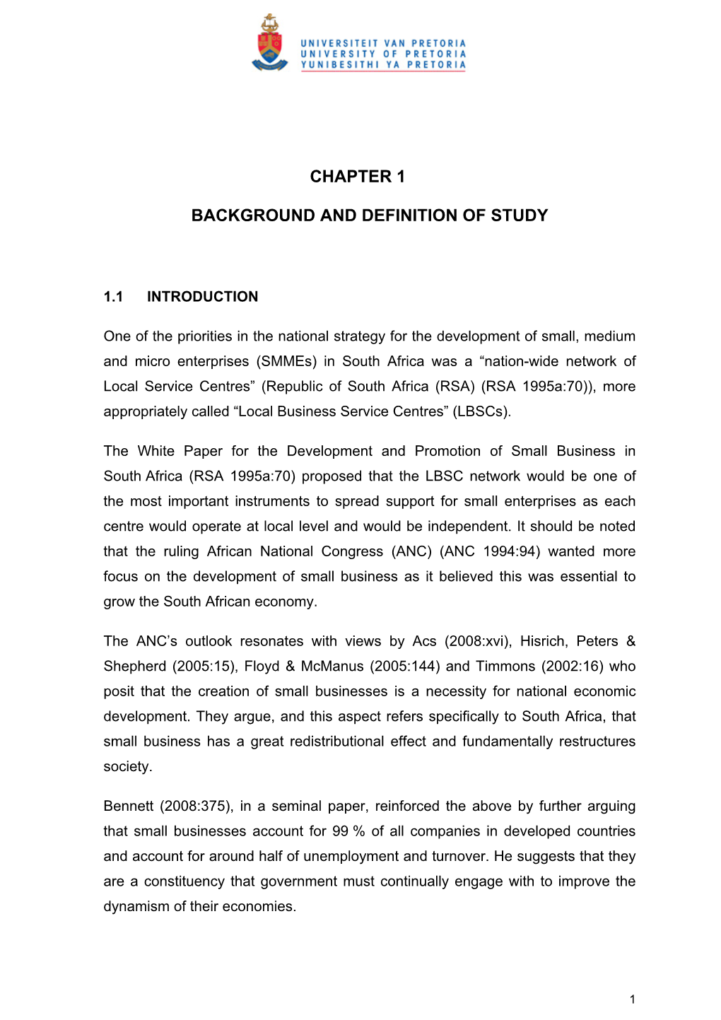 Chapter 1 Background and Definition of Study