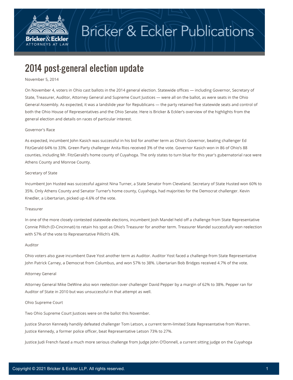 2014 Post-General Election Update