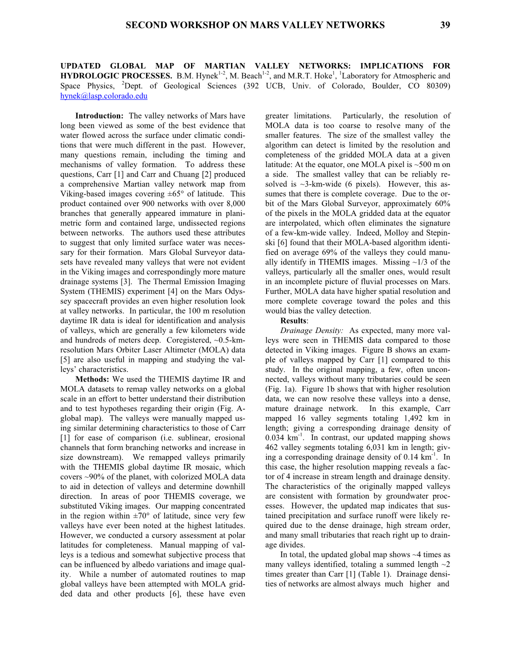 Updated Global Map of Martian Valley Networks: Implications for Hydrologic Processes