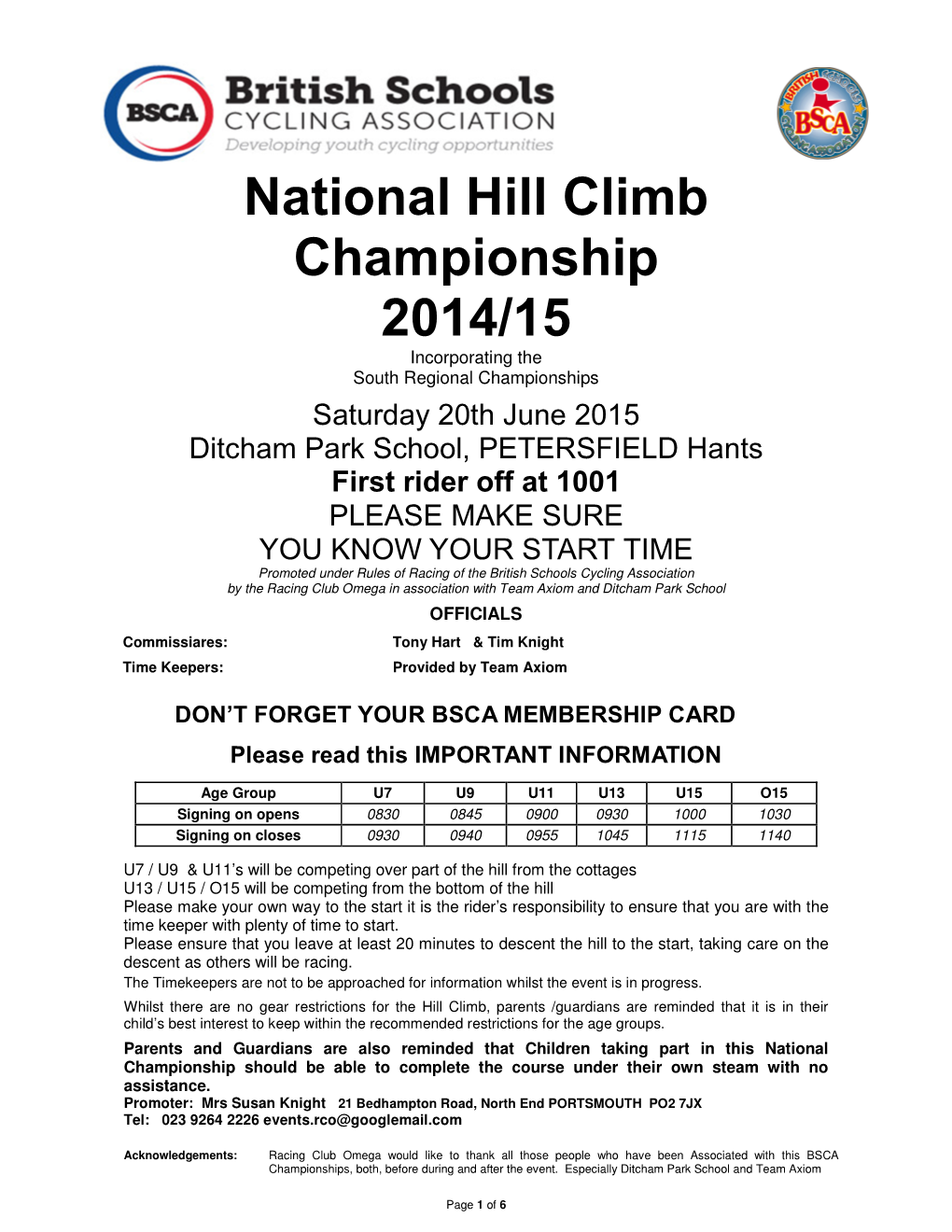 National Hill Climb Championship 2014/15