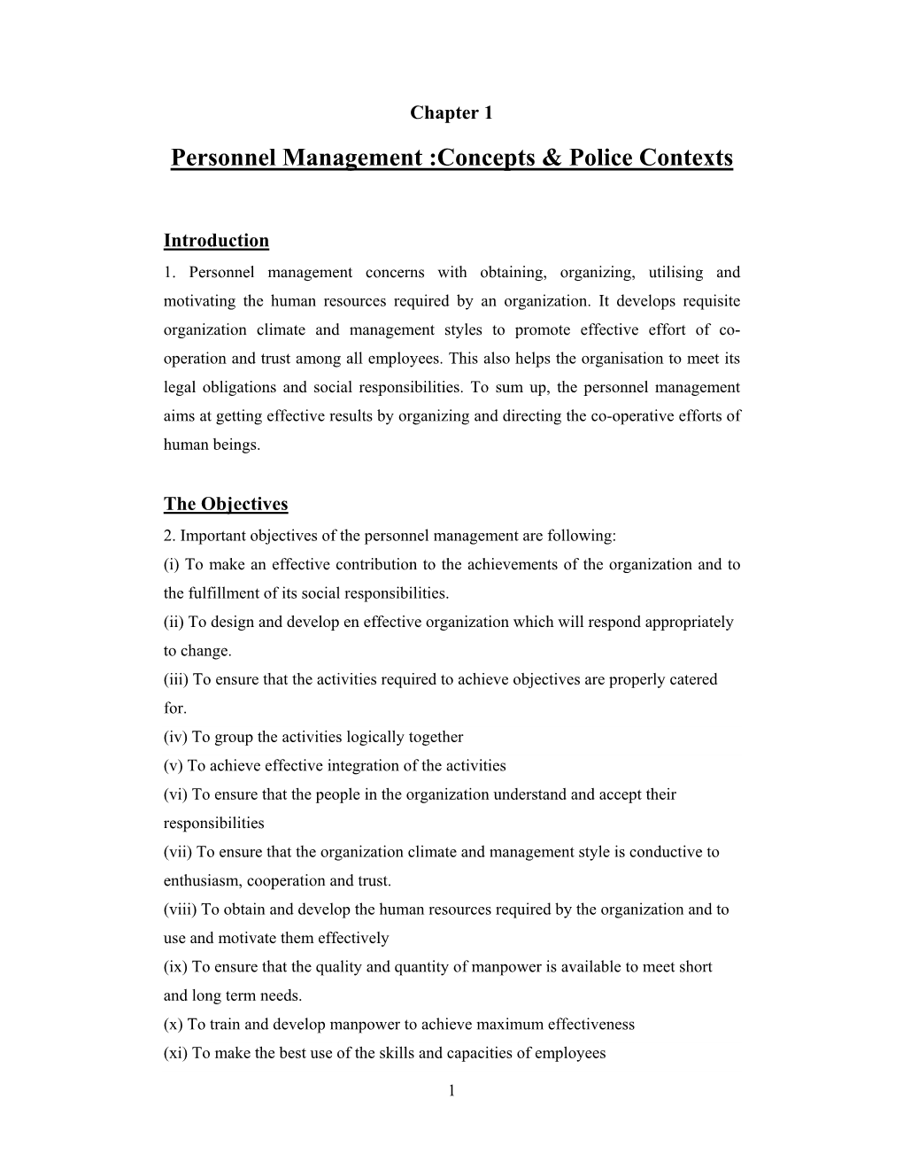 Personnel Management :Concepts & Police Contexts