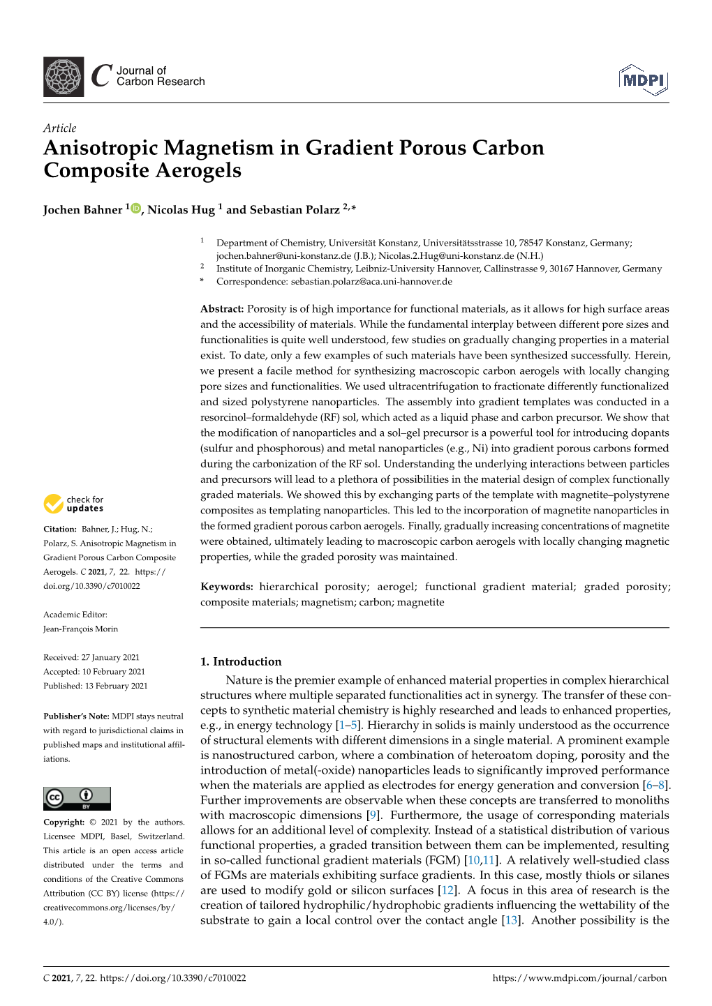 Anisotropic Magnetism in Gradient Porous Carbon Composite Aerogels