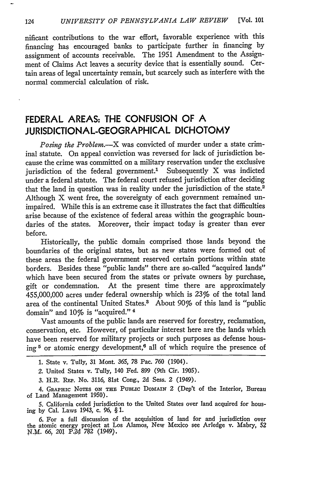 Federal Areas: the Confusion of a Jurisdictional Geographical