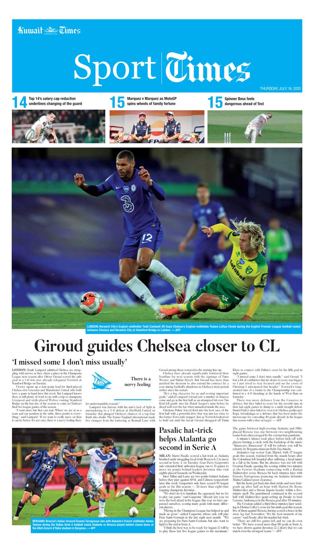 Giroud Guides Chelsea Closer to CL