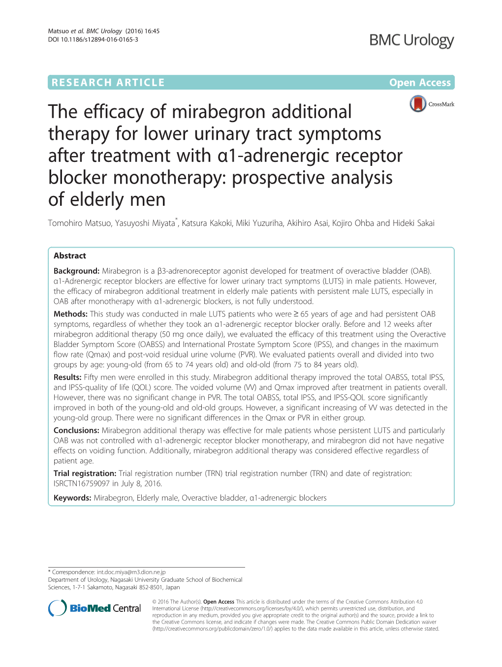 The Efficacy of Mirabegron Additional Therapy for Lower Urinary Tract