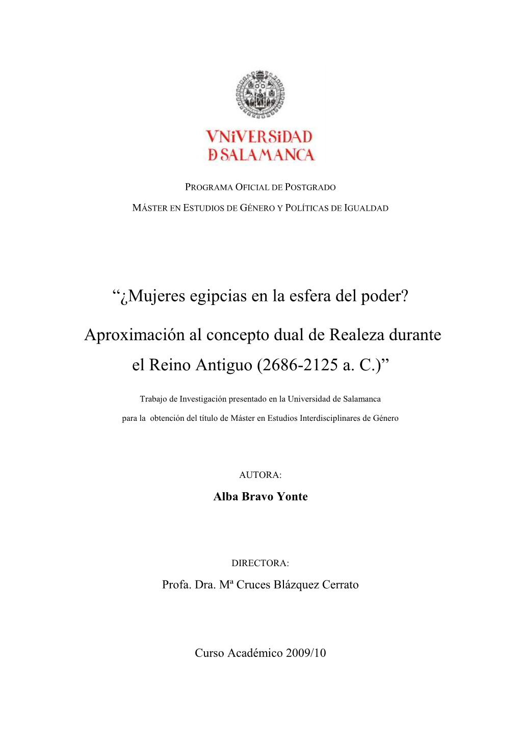 “¿Mujeres Egipcias En La Esfera Del Poder? Aproximación Al Concepto