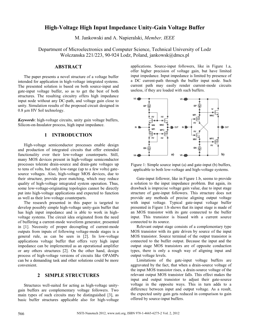 High-Voltage High Input Impedance Unity-Gain Voltage Buffer M