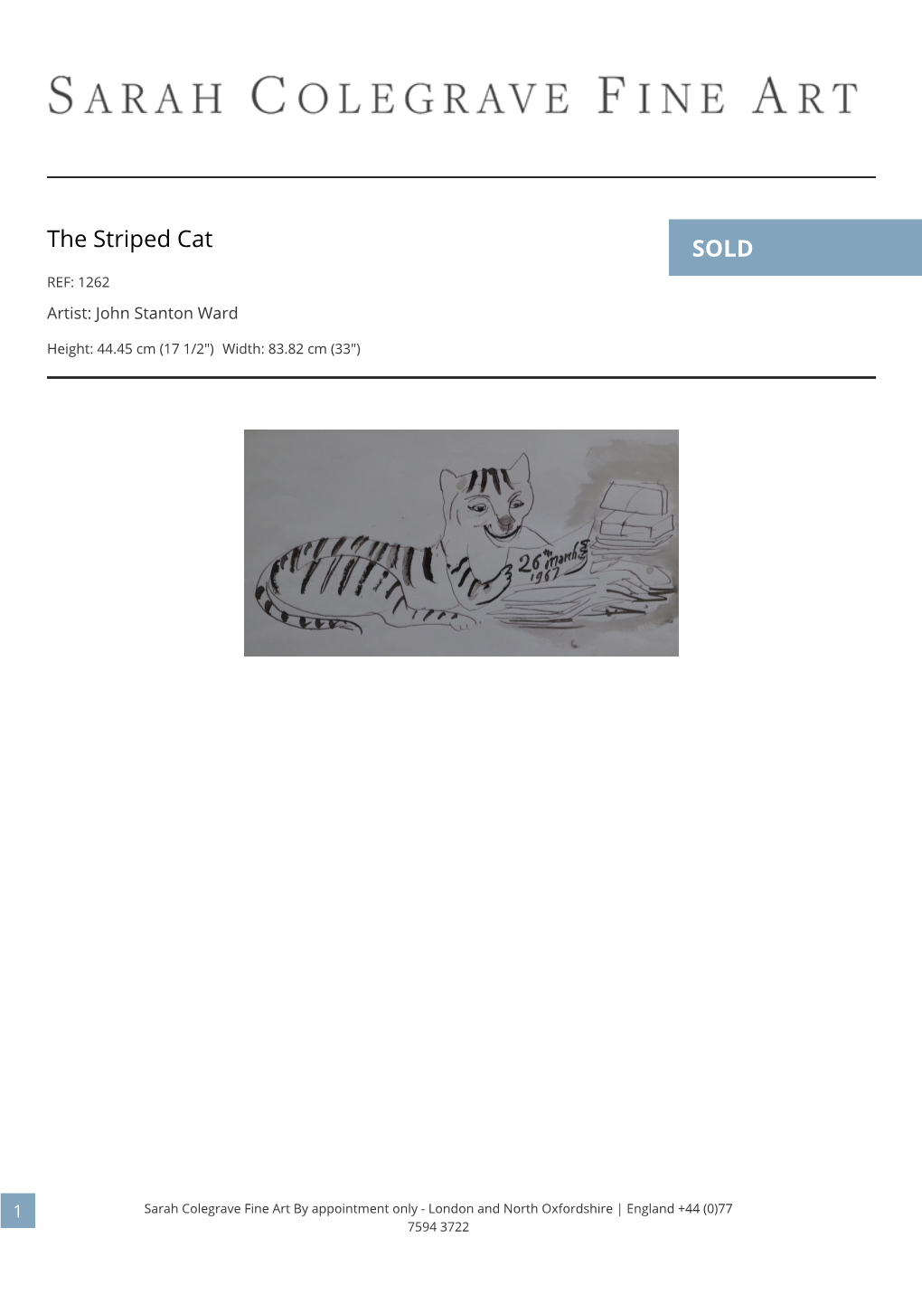 The Striped Cat SOLD REF: 1262 Artist: John Stanton Ward