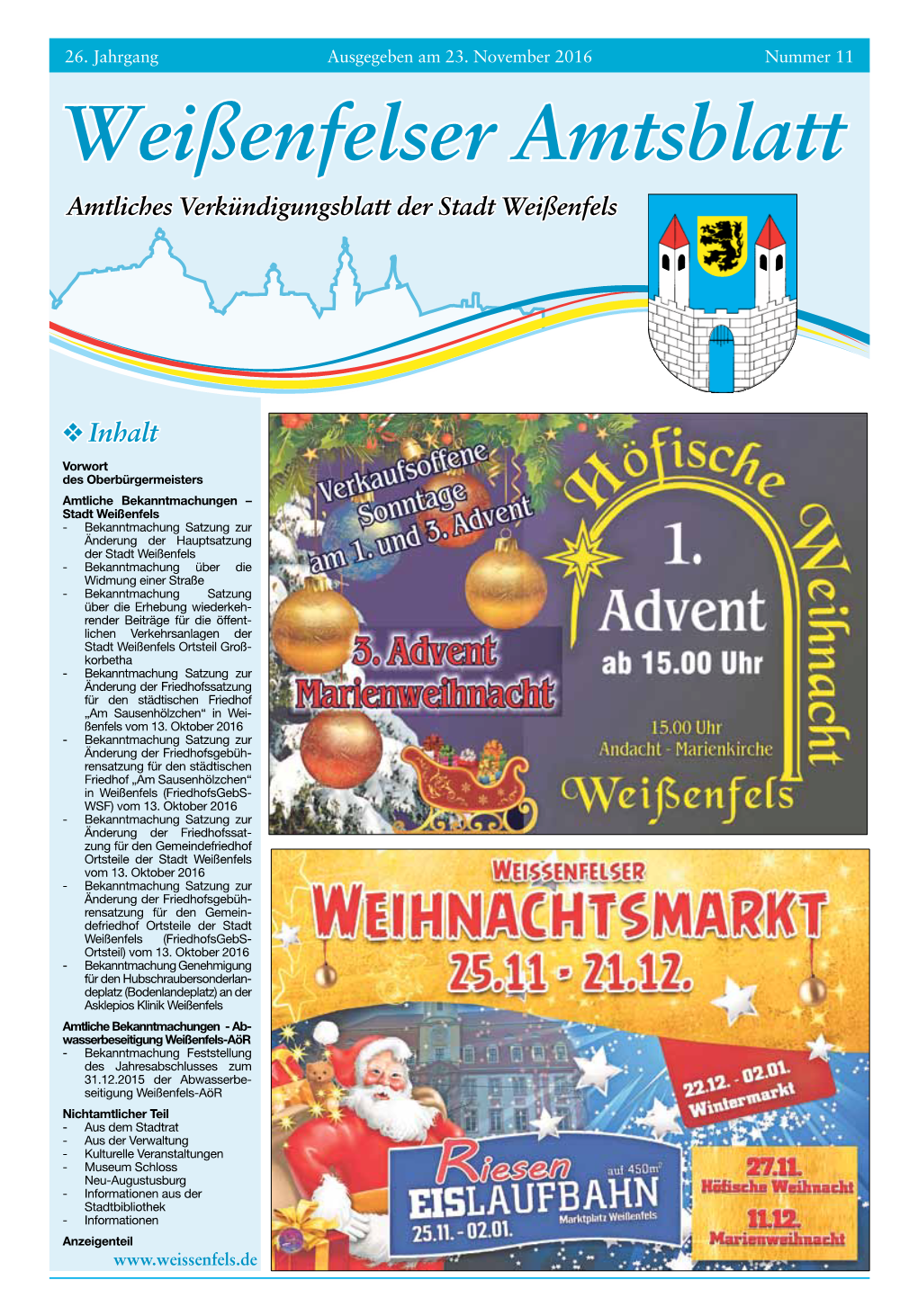 Weißenfelser Amtsblatt Amtliches Verkündigungsblatt Der Stadt Weißenfels