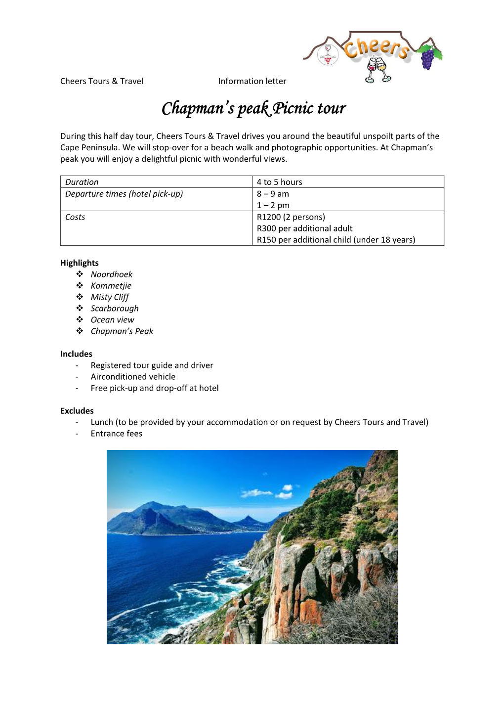 Chapman's Peak Picnic Tour