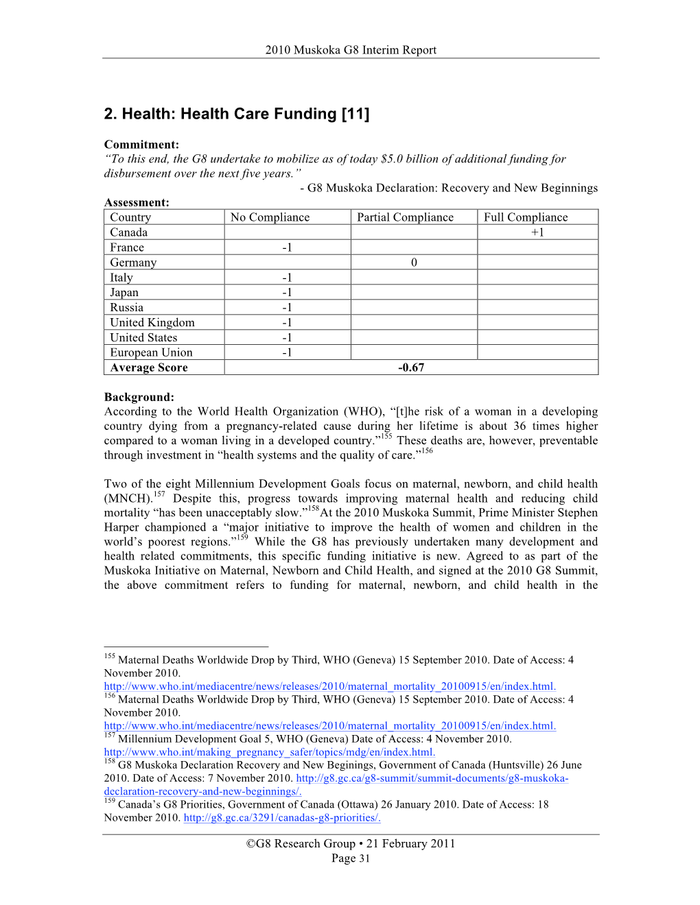 2010 Muskoka G8 Interim Report 110221