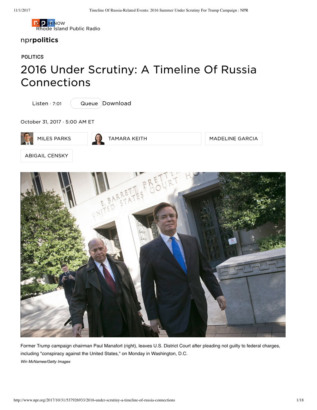 2016 Under Scrutiny: a Timeline of Russia Connections