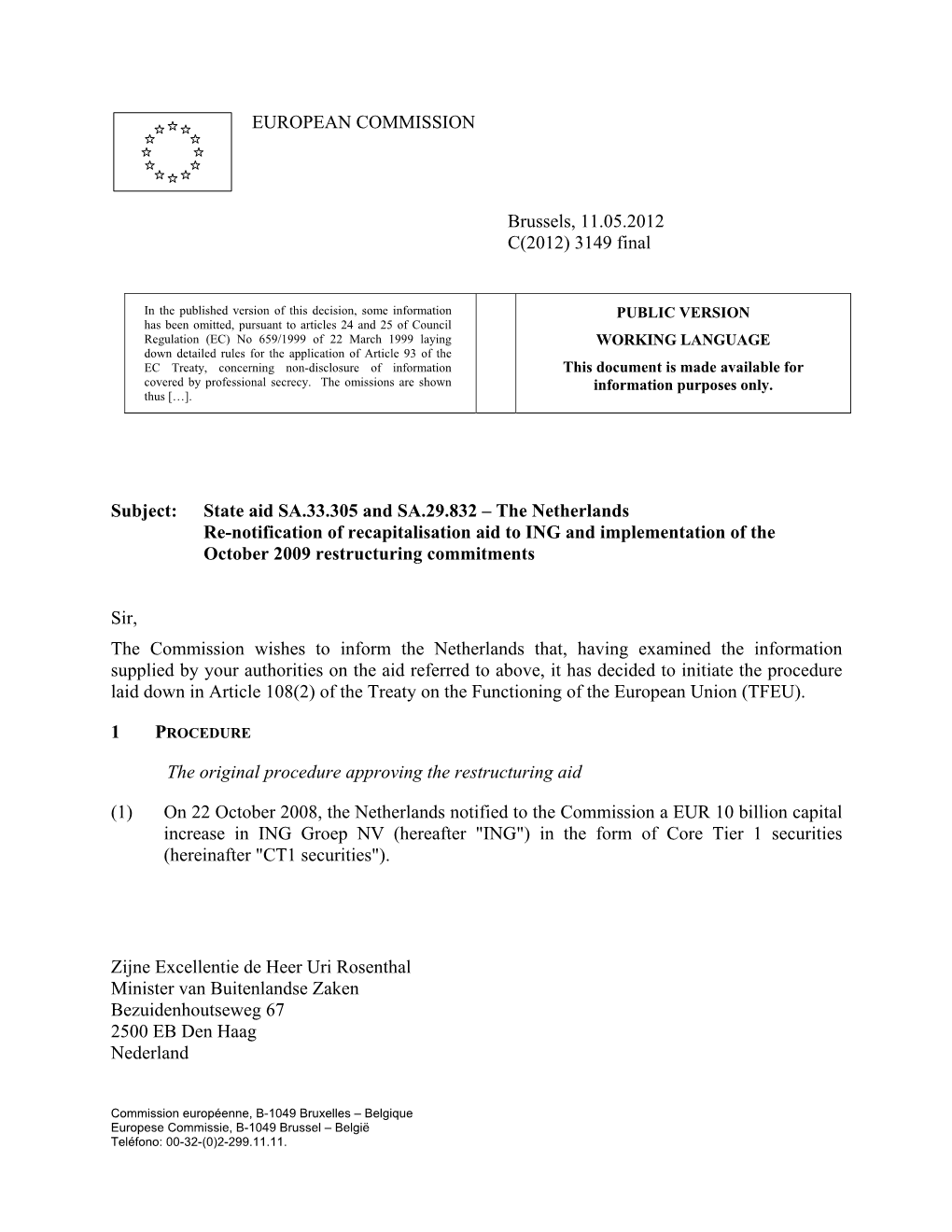 Memorandum from Mr Almunia to the Commission