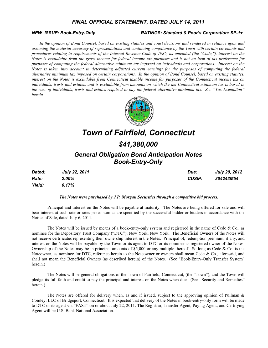 Town of Fairfield Cover Page