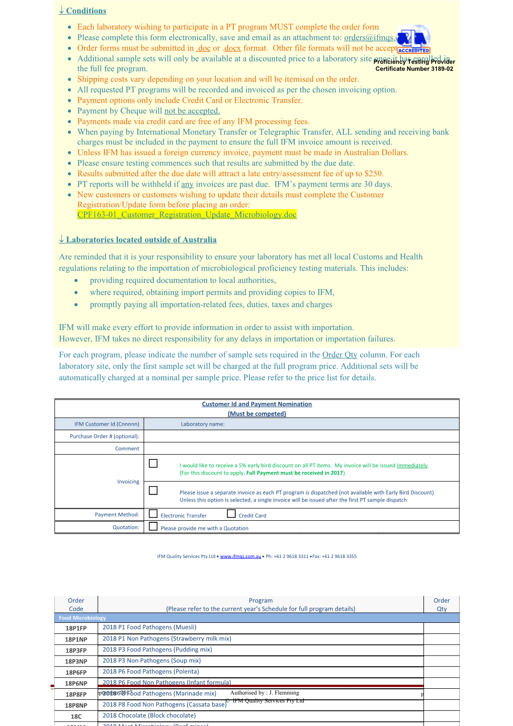 Proficiency Testing Program