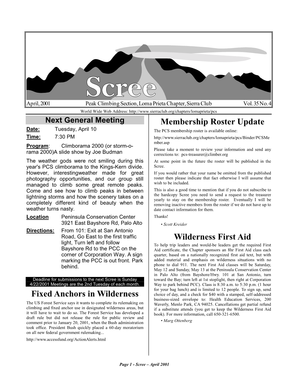 April 1999 SCREE