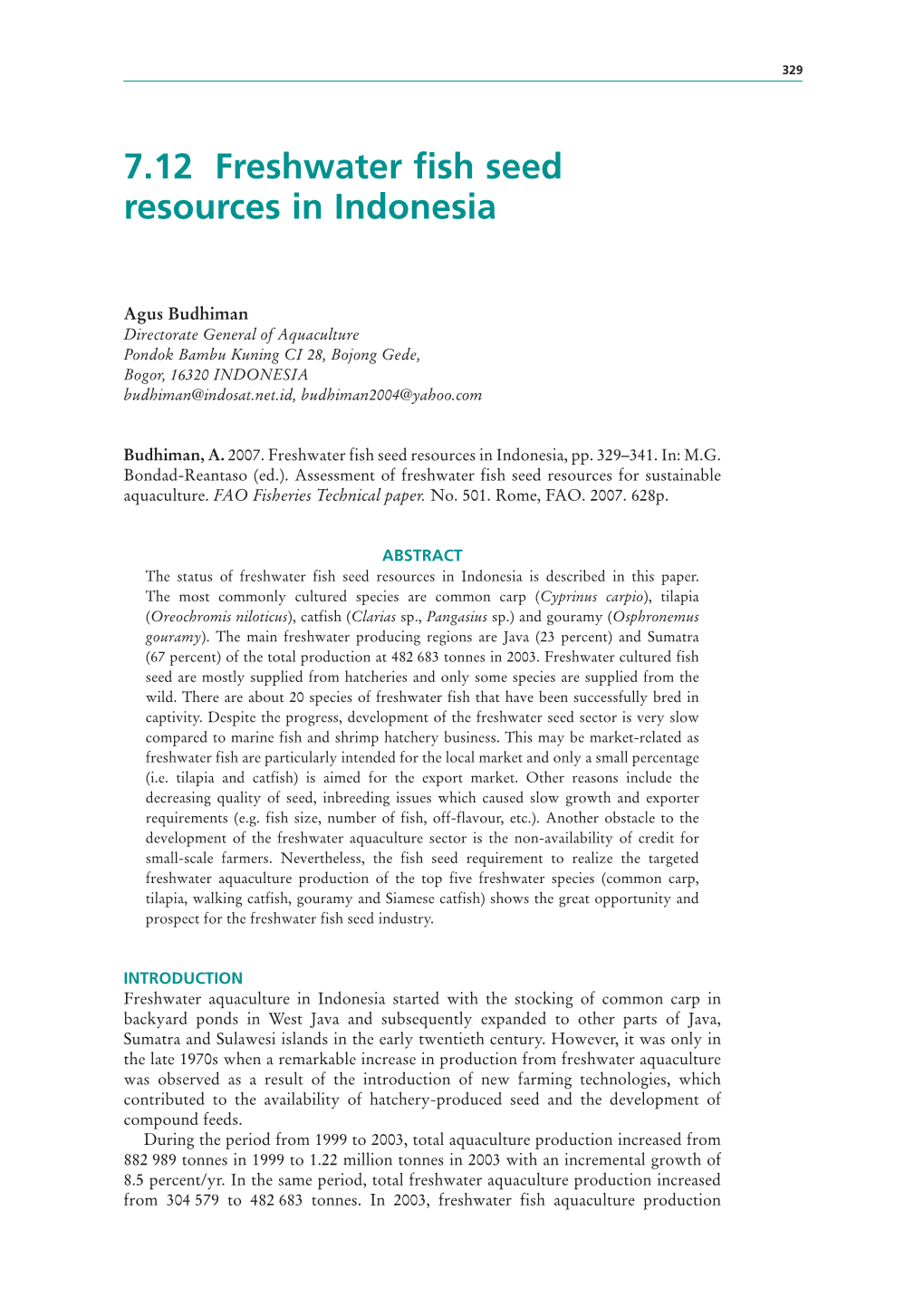 7.12 Freshwater Fish Seed Resources in Indonesia