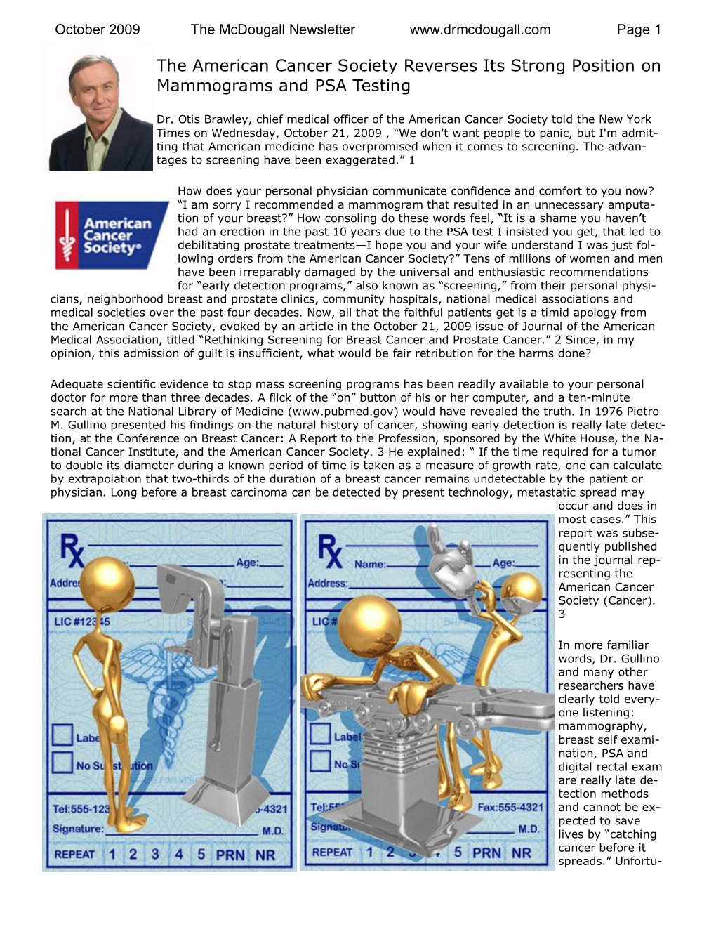 The American Cancer Society Reverses Its Strong Position on Mammograms and PSA Testing