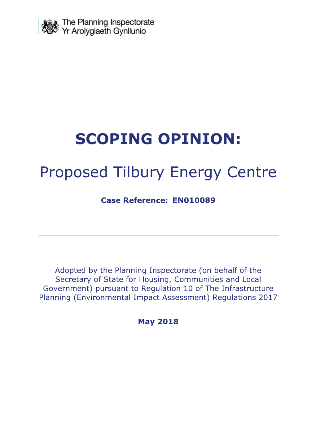 SCOPING OPINION: Proposed Tilbury Energy Centre