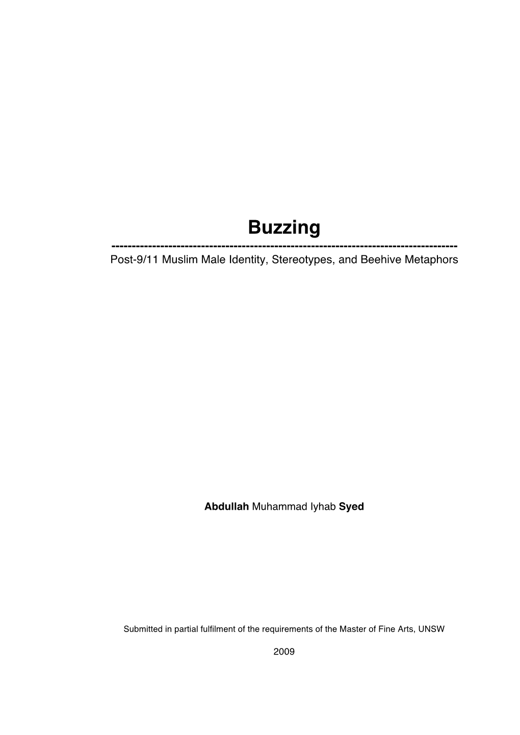 Buzzing ------Post-9/11 Muslim Male Identity, Stereotypes, and Beehive Metaphors