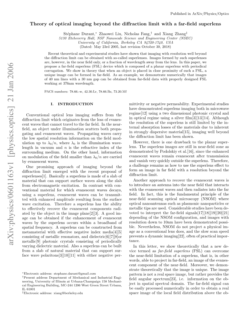 Theory of Optical Imaging Beyond the Diffraction Limit with a Far-Field