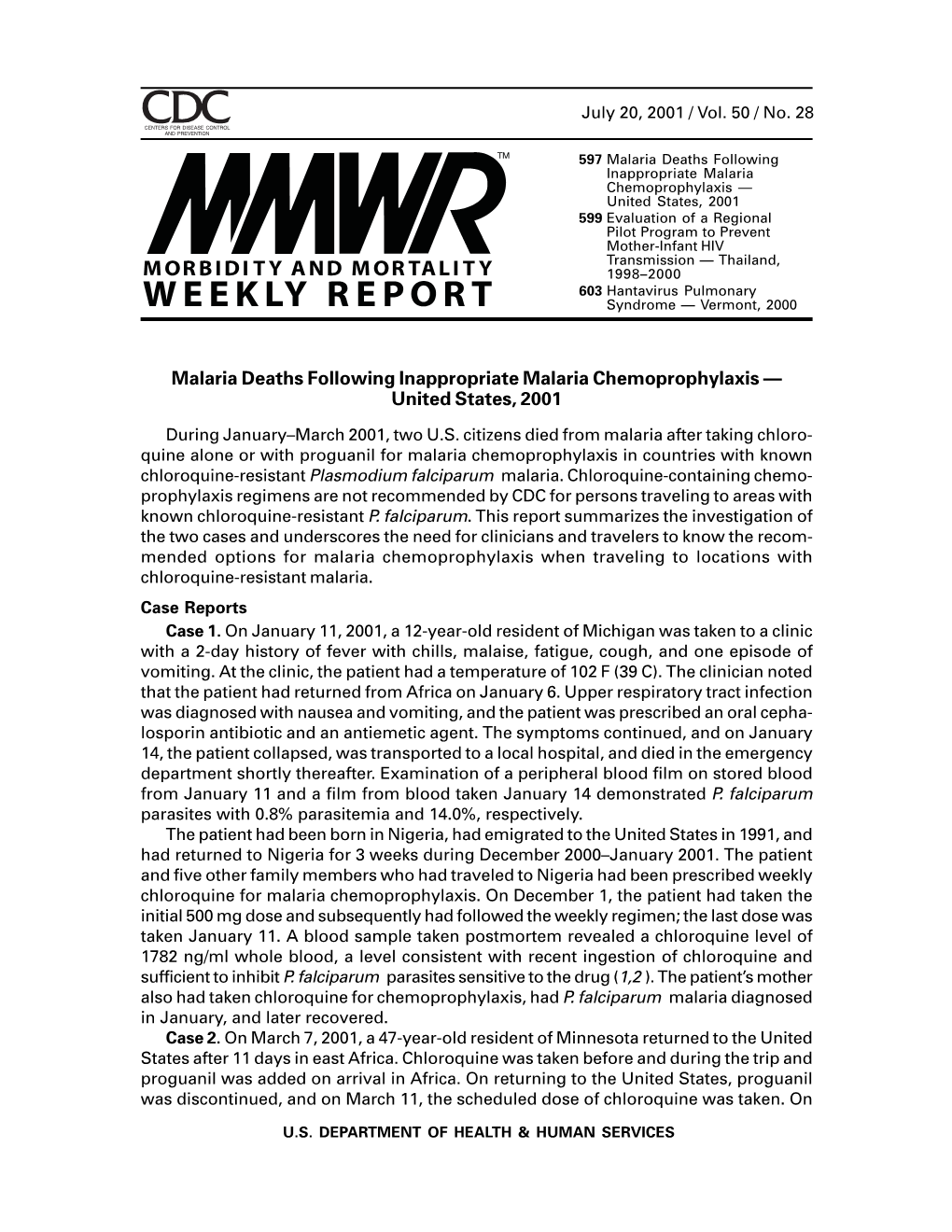 Malaria Deaths Following Inappropriate Malaria