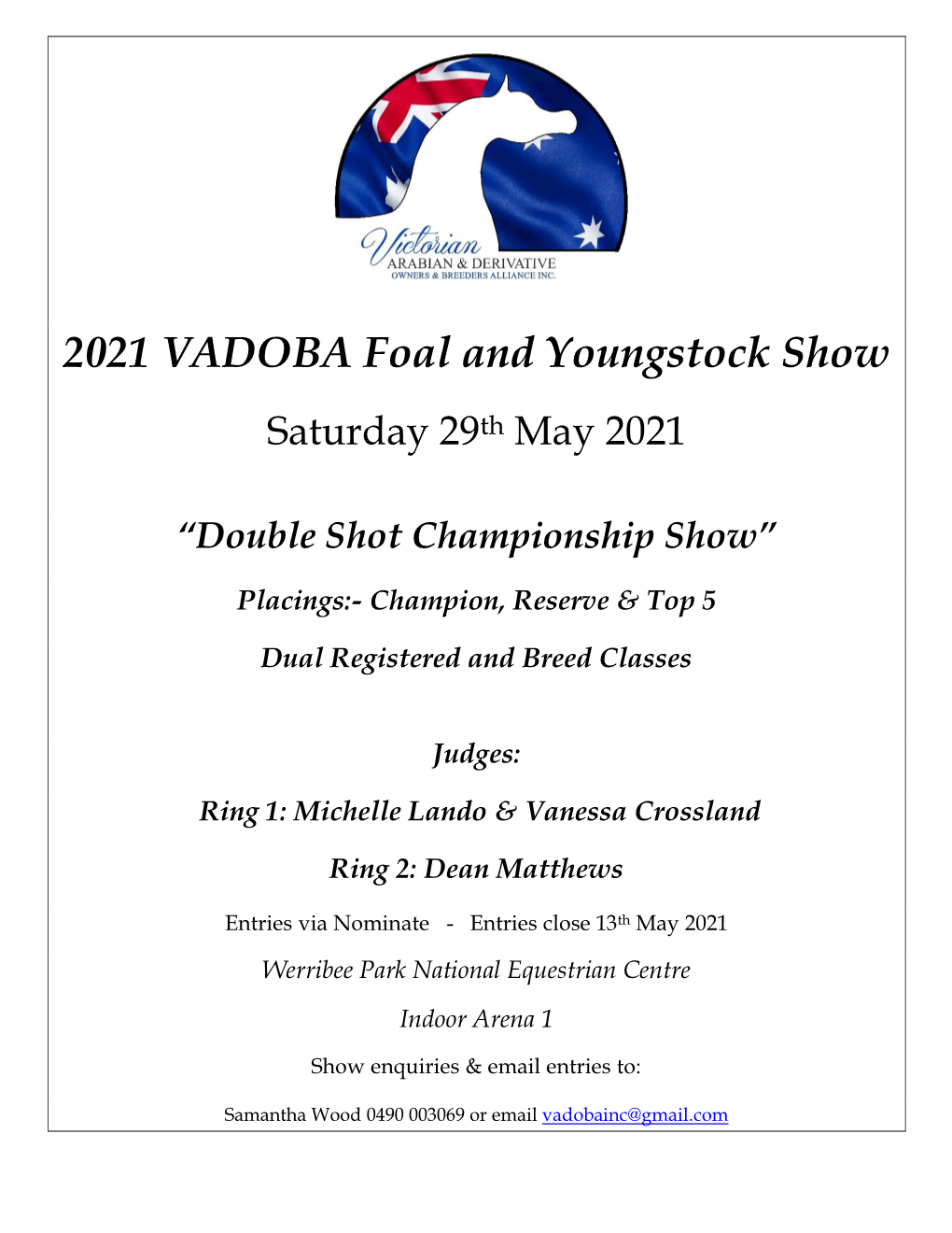 2021 VADOBA Foal and Youngstock Show Saturday 29Th May 2021