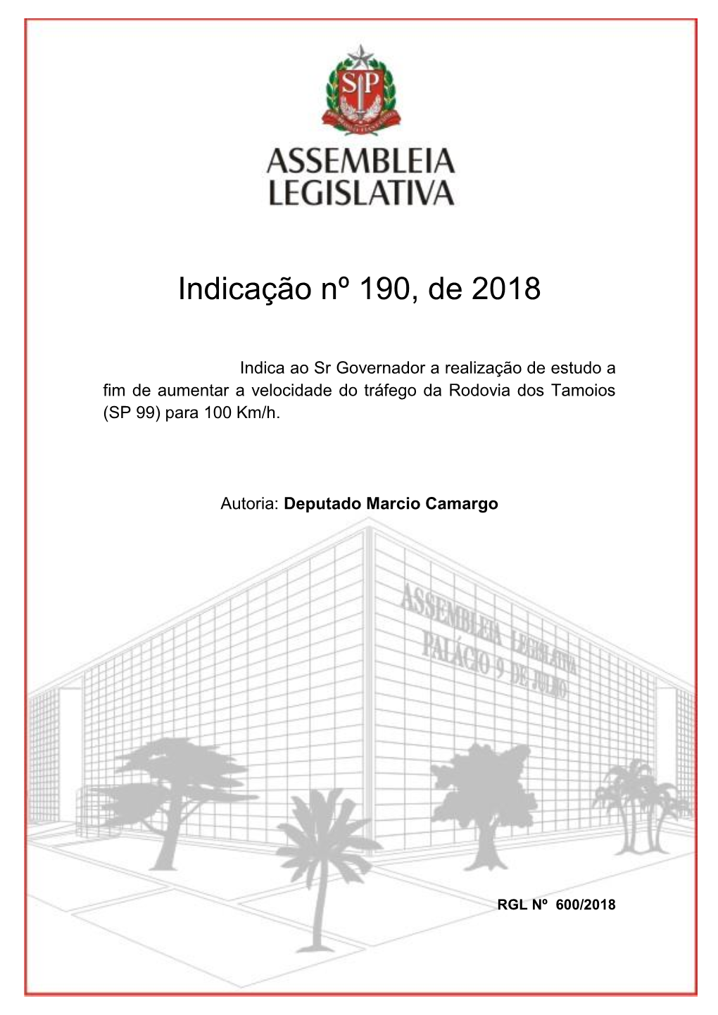 Indicação Nº 190, De 2018