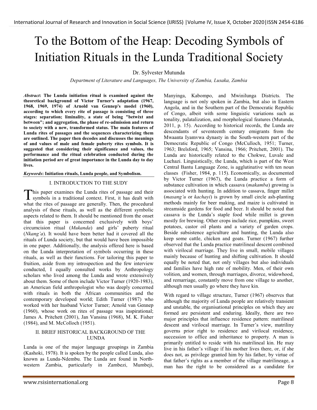 Decoding Symbols of Initiation Rituals in the Lunda Traditional Society