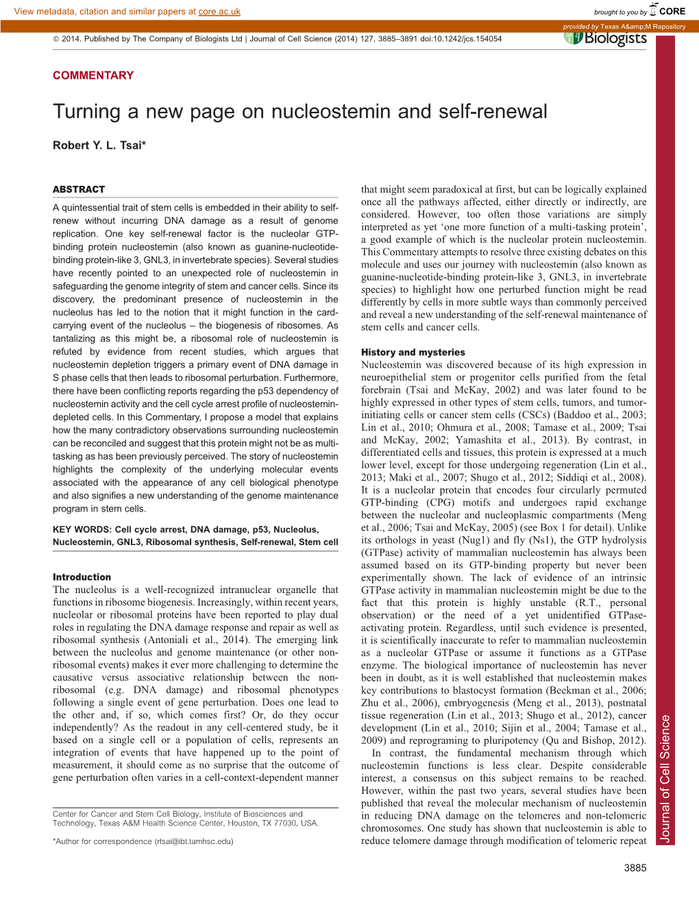 Turning a New Page on Nucleostemin and Self-Renewal